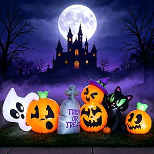$27.88: Joyfy 8 FT Long Halloween Inflatables Pumpkin Outdoor Decoration w/ LEDs at Walmart.com