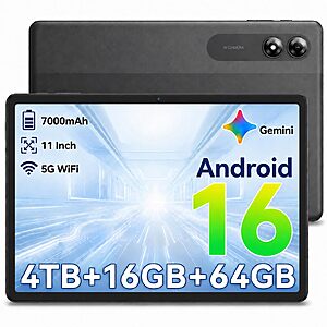 TABWEE T30 11-Inch Android 16 Tablet, Gemini AI 4.0, 16GB RAM (4+12GB Expandable) $124.99