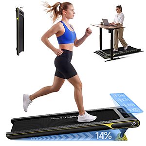 YPOO Walking Pad with 14% Incline Under Desk Treadmill for Home & Office $151.99