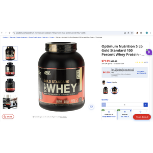 Optimum Nutrition 5 lb Gold Standard 100 Percent Whey Protein, Chocolate and Vanilla $56.99