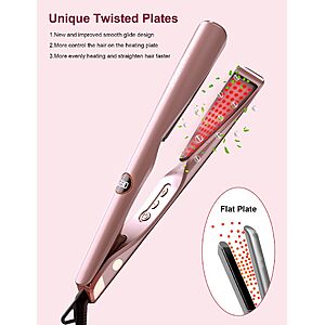 LANDOT 2 in 1 Hair Straightener and Curler, Twist Flat Iron Dual Voltage 1" $19.99