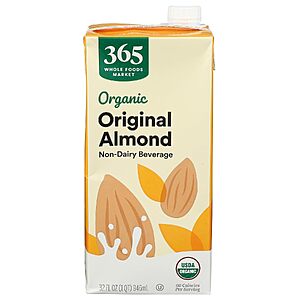 [Prime] 32-Oz 365 by Whole Foods Market Organic Almond Milk $2.05 w/ S&S + Free Shipping