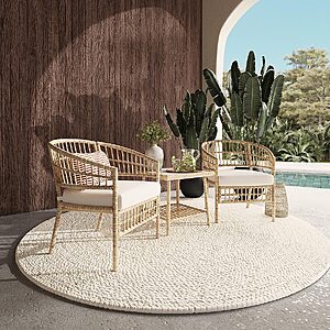 3-Piece Style Selections Clifton Wicker Patio Bistro Conversation Set (Cream) $199 + Free Shipping