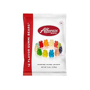5lbs Albanese World's Best 12 Flavor Gummi Bears Gummy Candy [S&S, YMMV] - $12.75