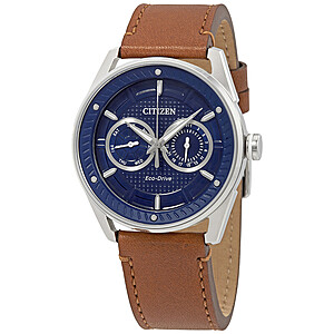 42mm Citizen Men's Eco-Drive Weekender Watch (Brown Leather Strap & Blue Dial) $139 + Free S&H