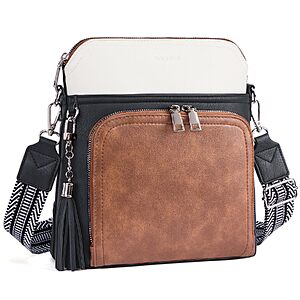Roulens Vegan Leather Medium Crossbody Purse w/ Tassel (Black) $14.99, More + Free Shipping w/ Prime or on $35+
