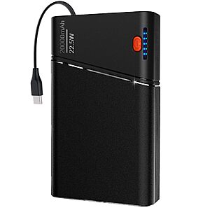 Prime: Aaoyun 20000mAh Portable Charger 22.5W PD Fast Charging Powerbank with Built-in Cable $13.99 + Free Shipping