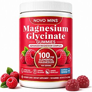 Amazon – Novomins Magnesium Glycinate Gummies, 120 Count - $14.99 w/ Code