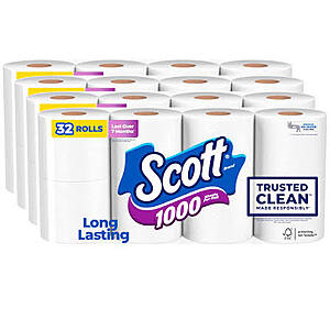 [S&S] Scott 1000 Trusted Clean Toilet Paper, 32 Rolls, 1000 Sheets per Roll $23