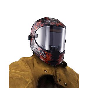 Auto-Darkening Panoramic Welding Helmet w/ 4 Arc Sensors & True Color Shade 5-13 (Red/Black) $28.32 + Free Shipping w/ Prime or on $35+