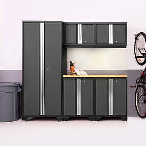 NewAge Products Bold Series 6-piece Cabinet Set with 30 in. Locker, Base and Wall Cabinet $649.99 Gray or Black Free Shipping Costco.com