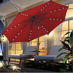 10' Ainfox Solar LED Outdoor Patio Umbrella w/ Tilt & Crank (No Base, Various Colors) $36 + Free Shipping
