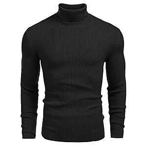 COOFANDY Men's Ribbed Slim Fit Knitted Turtleneck Pullover Sweater $13.19 + Free Shipping w/ Prime or on $35+
