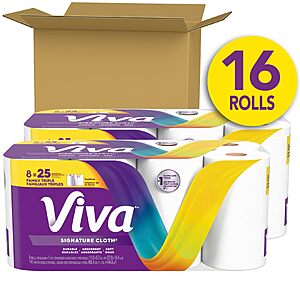$30.42 S&S 25% off Q (YMMV) Viva Signature Cloth Paper Towels, 16 Family Triple, 141 Sheets per Roll = 50 Regular