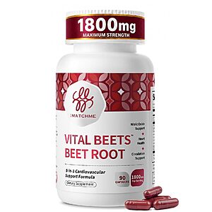 90-Count iMATCHME Vital Beets 1800mg Beet Root Capsules $8.09 w/ S&S + Free Shipping w/ Prime or on $35+