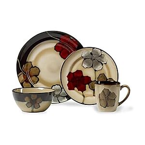 Pfaltzgraff Painted Poppies 16-Piece Stoneware Dinnerware Set $49.98
