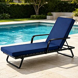 TheKorva Chaise Lounge Cushions Outdoor, 72"x21"x3", Navy Blue $23.99