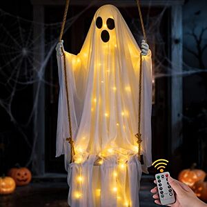 [AC] $27.99* | 4.8' Hanging Swing Ghost Halloween Outdoor Decoration at Amazon