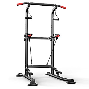 350-Lb Capacity Free-Standing Power Tower Pull-Up & Dip Station w/ Resistance Bands (Black) $52 + Free Shipping $51.89