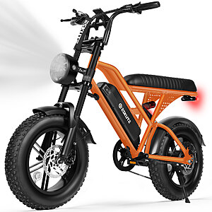 Eskute V100 Electric Bike 1500W Peak 28MPH 48V 13Ah 16"x4"  Fat Tire 7-Speed Dual Suspension black $377 + Free Shipping