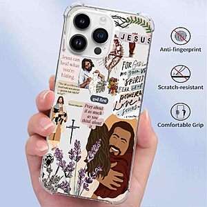 IATMOMF Jesus and Faith Medley Case for iPhone 16 Pro, with Symbolic Art and Bible Verses, Trendy Cool Soft TPU Bumper Cover for iPhone 16 Pro