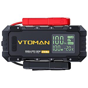 5500A Vtoman V10 Max Portable Jump Starter w/ 100W Bi-Directional Fast Charger $39.99 + Free Shipping