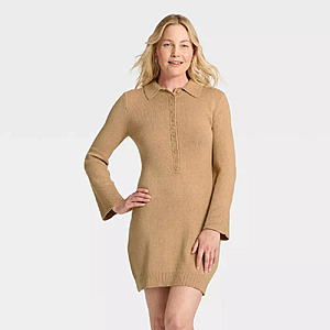A New Day: Women's Long Sleeve Sweater Dress (Light Heather Brown, XS - 2XL) $17.99 + Free Shipping