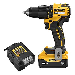 with 5ah battery, DEWALT 1/2-in 20-volt max Variable Speed Brushless Cordless Hammer Drill, $149, Lowe's