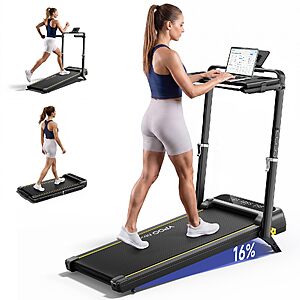 YPOO Walking Pad with Removable Desk, 16% Incline Treadmill, 300LBS $169.99