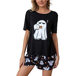 Halloween Pajamas Women 2 Piece Halloween Spooky Lounge Set - $9.99 @ Amazon