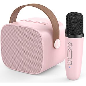 MEGUO M11 Mini Bluetooth Karaoke Machine w/ Wireless Microphone (Pink) $8.99 + Free Shipping w/ Prime or on $35+