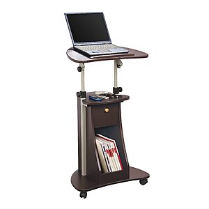 $53.89: Techni Mobili Sit-to-Stand Rolling Adjustable Storage Medical Laptop Computer Cart, Chocolate (B005)