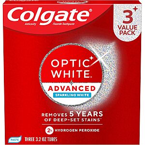 [Prime] 3-Pack 3.2-Oz Colgate Optic White Advanced Hydrogen Peroxide Whitening Toothpaste $8.07 w/ S&S + Free Shipping