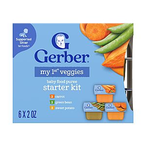 [S&S, AC] $5.76: Gerber Stage 1 Baby Food, Veggie Variety Pack Puree Tubs, 2PK