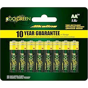 [SnS] $5.93 | 24-Count Power By GoGreen Eco Friendly Alkaline AA Batteries at Amazon (24.7￠ each)