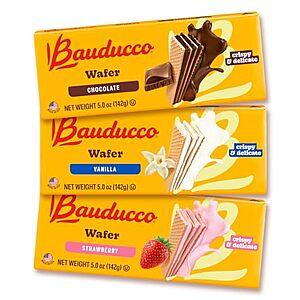 $10.08 | 12-Pack 5-Oz Bauducco Wafer Cookies (Chocolate/Vanilla/Strawberry) at Amazon