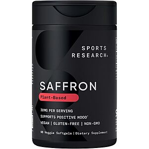 60-Count Sports Research 30mg Pure Saffron Veggie Softgels $16.17 w/ S&S + Free Shipping w/ Prime or on $35+