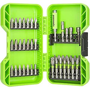 $6.99* | 40-Pc Greenworks Impact-Rated Hex Shank Screwdriver Bit Driving Set at Amazon