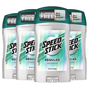 4-Pack 3-Oz Speed Stick Aluminum Free Men's Deodorant (Regular) $6.73 w/ S&S + Free Shipping w/ Prime or on $35+