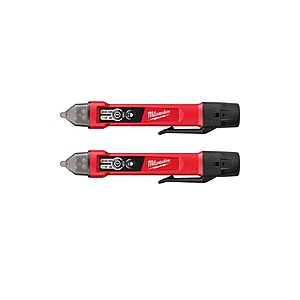 2 pack, Milwaukee Dual Range Non Contact Voltage Detector with LED 12-1000V AC, $39.97, FS, Home Depot