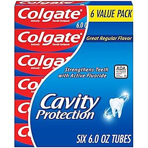 [SnS, AC] $18.42 | 3 × 6-Pack 6-Oz Colgate Cavity Protection Toothpaste ($6.14 each) at Amazon
