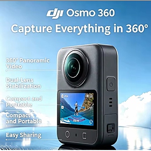 Open Box: DJI Osmo 360 Camera Standard Combo: 1-Inch 360° Imaging Native 8K Video 105GB Storage + F/S $284.01