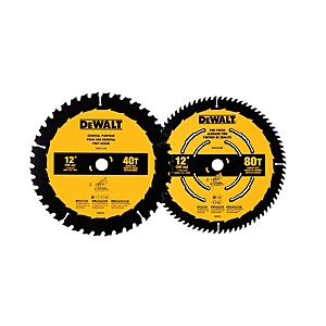 DEWALT 12-in 40 and 80 -Tooth Fine/Rough Finish Tungsten carbide-tipped steel Miter saw blade Set 2 -Pack one_size | DWA124080CMB $59.98