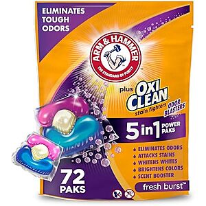 $8.26 OR LESS S&S Clip Q: 72count ARM & HAMMER w. Oxi Clean Laudry Detergent Pods