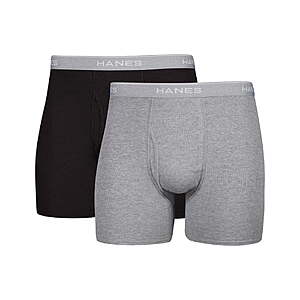 2-Pack Hanes Men's Cotton Comfort Flex Boxer Brief Underwear  (Black/ Grey, Sizes S-XL) $4.96 + Free S&H w/ Walmart+ or on $35+