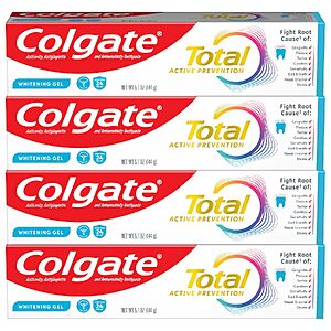 4-Pack 5.1-Oz Colgate Total Whitening Gel Toothpaste (Mint) $8.90 w/ S&S + Free Shipping w/ Prime or on $35+