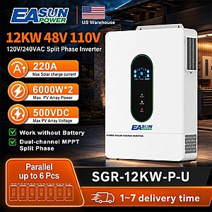 EASUN POWER 12000W 48V Split Phase Hybrid Solar Inverter $804.7 + Free Shipping