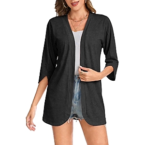 Bosmeer Women's Lightweight Cardigan 3/4 Petal Sleeve Summer Kimono Open Front Curved Hem Beach Vacation Cover Ups 2026 - $5.49 after coupon