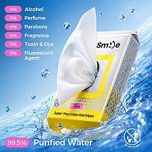 Amazon – FLOW SMILE Travel Wipes, 42 Count (6 Packs of 7) - $4.89 w/ Code