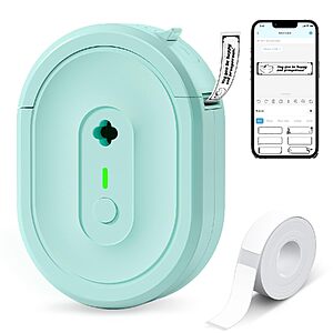 NDYIN N12 Bluetooth Thermal Label Maker w/ Label Tape (Green) $8.49 + Free Shipping w/ Prime or on $35+